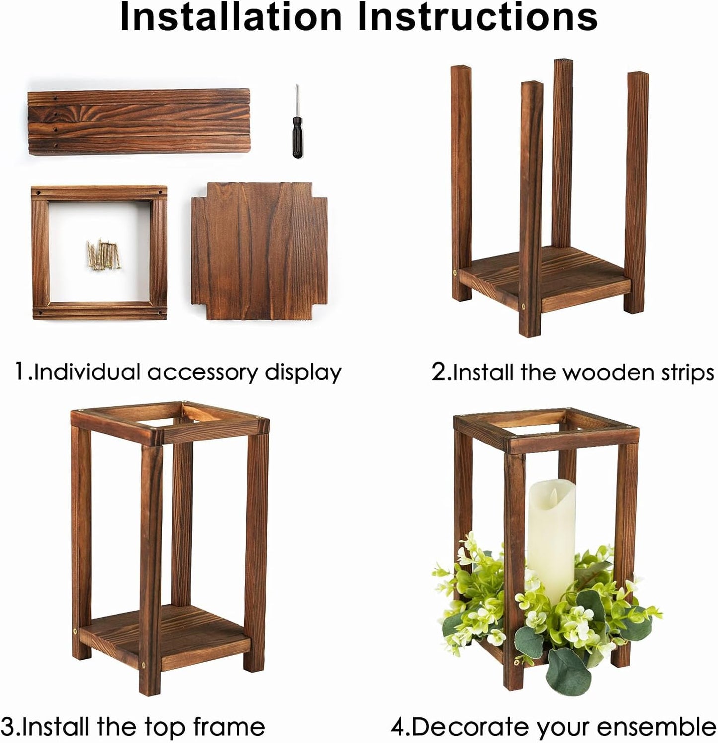 12 Set Wooden Wedding Lantern Centerpiece, Lantern Candle Holder for Farmhouse Candle Lantern for Table Fireplace, Perfect for Table Decoration & Country Barn Weddings(No Candles & Flowers)