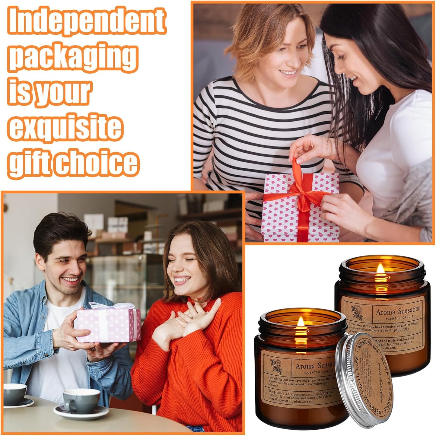 100 Pack Candles Bulk for Gifts, Thank You Gifts Jar Candles for Coworker Employee Teacher Nurse Mother's Day Birthday Party Favor, Amber