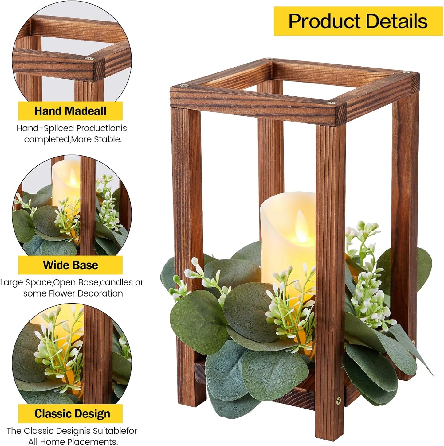 12 Set Wooden Wedding Lantern Centerpiece, Lantern Candle Holder for Farmhouse Candle Lantern for Table Fireplace, Perfect for Table Decoration & Country Barn Weddings(No Candles & Flowers)