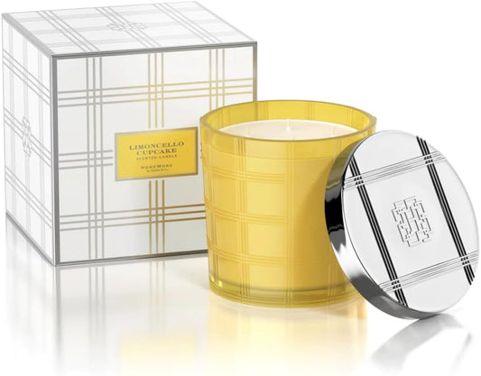 HomeWorx 50 oz. 4-Wick Limoncello Cupcake Luxe Glass Candle | Jumbo Premium Candle by Slatkin + Co. | 90+ Hours of Burn with Gift Box