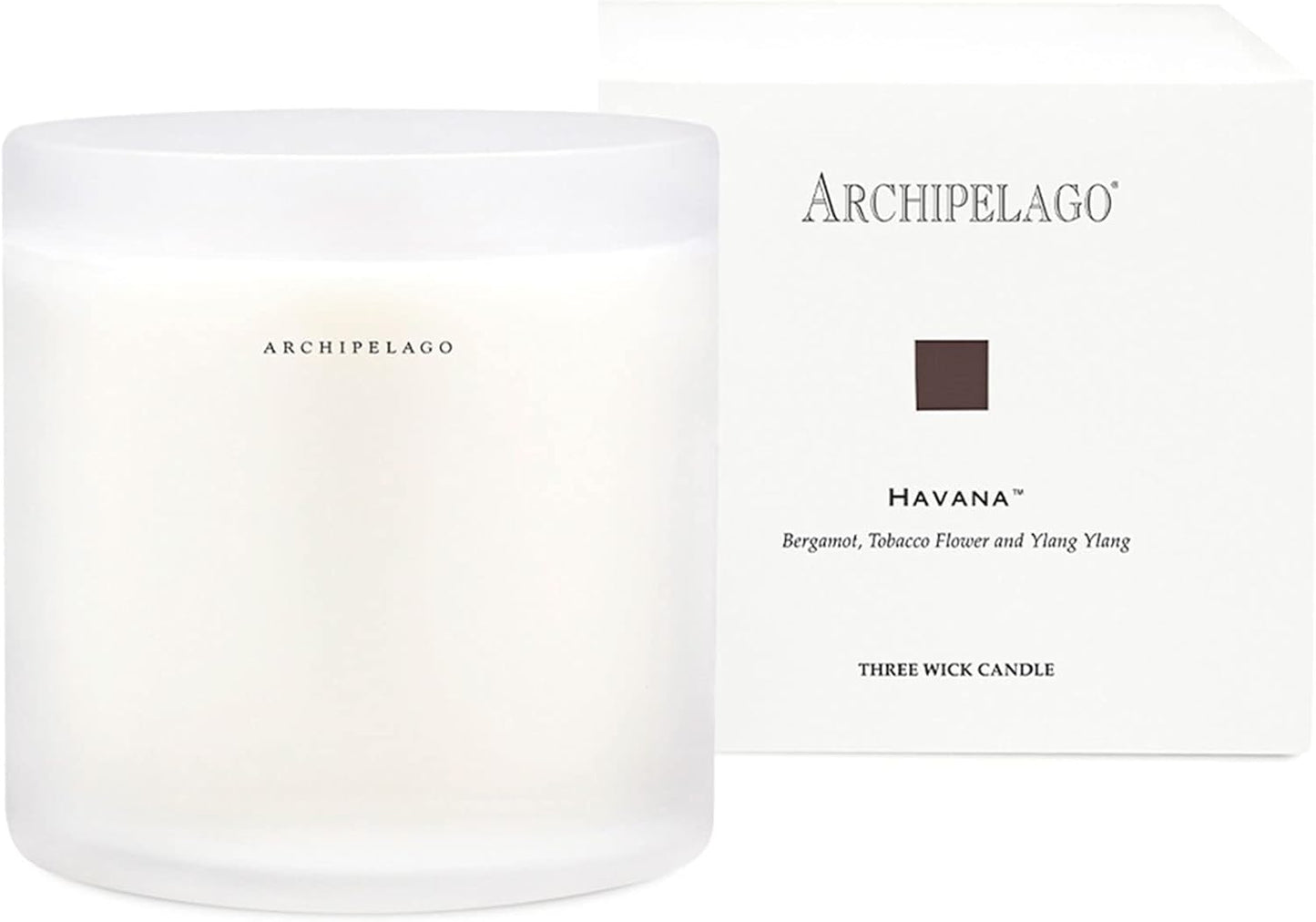 Archipelago Botanicals Scented Candle, Havana XL, Hand-Poured Premium Wax Blend, 3 Wick Candle for The Home, Lead-Free Cotton Wicks, Glass Candle Jar with Gift Box, Burns Approx. 60 Hours, 10 Oz