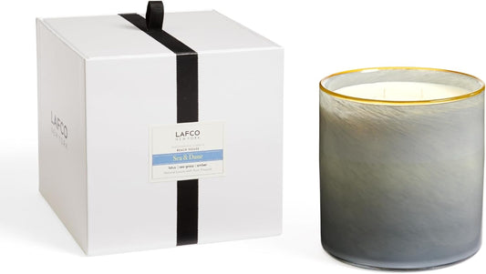 LAFCO New York Luxe 4-Wick Candle, Sea & Dune - 86 oz - 200-Hour Burn Time - Reusable, Hand Blown Glass Vessel - Made in The USA
