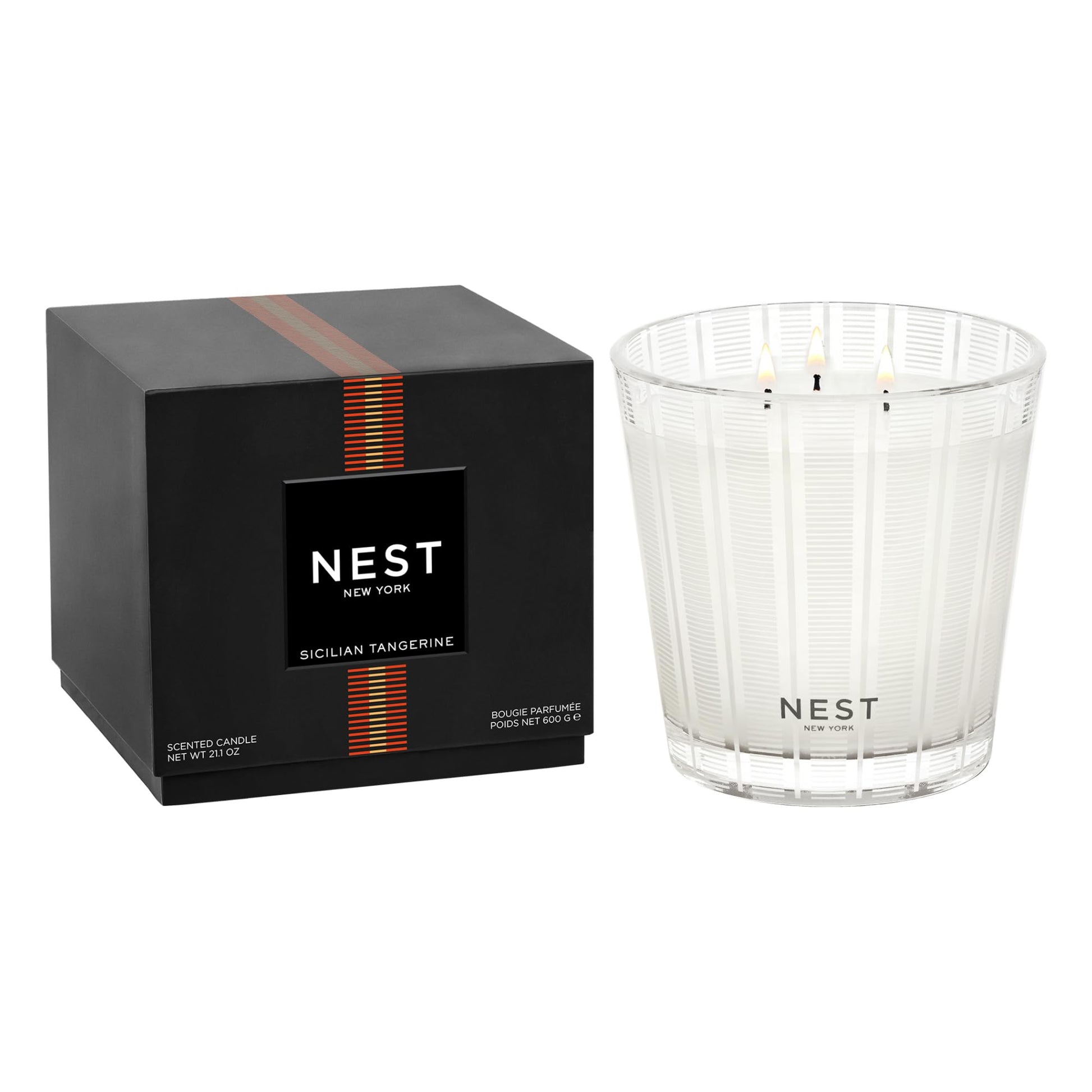 NEST New York Scented 3-Wick Candle, Bamboo - 21.2 oz - Up to 100-Hour Burn Time - Reusable Glass Vessel