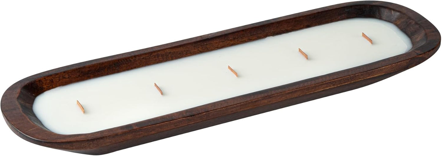Restaurantware-Coco Casa 17.7 x 5.5 x 2 Inch Wood Dough Bowl Candles, 10 Hand Poured Bread Bowl Candles - Vanilla Fragrance, Double Wax Blend, Soy Wax Scented Candles, Wooden Wick