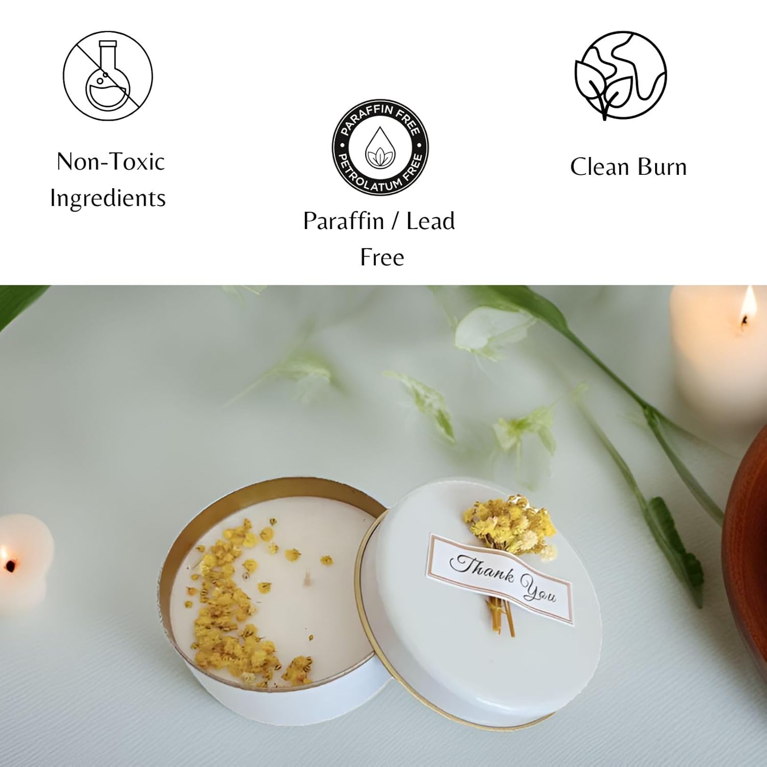 Personalized Natural Soy Wax Wedding Favor Candle Gift Set for Guest - Fall Winter Christmas Custom Dried Flower Bridal Baby Shower Gifts in Bulk (100 Pieces, Pink Flower)