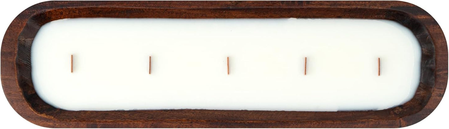 Restaurantware-Coco Casa 17.7 x 5.5 x 2 Inch Wood Dough Bowl Candles, 10 Hand Poured Bread Bowl Candles - Vanilla Fragrance, Double Wax Blend, Soy Wax Scented Candles, Wooden Wick