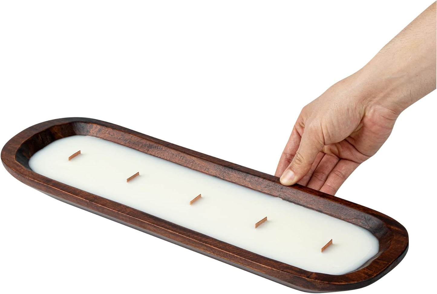 Restaurantware-Coco Casa 17.7 x 5.5 x 2 Inch Wood Dough Bowl Candles, 10 Hand Poured Bread Bowl Candles - Vanilla Fragrance, Double Wax Blend, Soy Wax Scented Candles, Wooden Wick