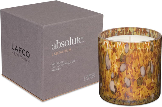 LAFCO New York Signature Candle, Labdanum - 15.5 oz - 90-Hour Burn Time - Reusable, Hand Blown Glass Vessel - Made in The USA