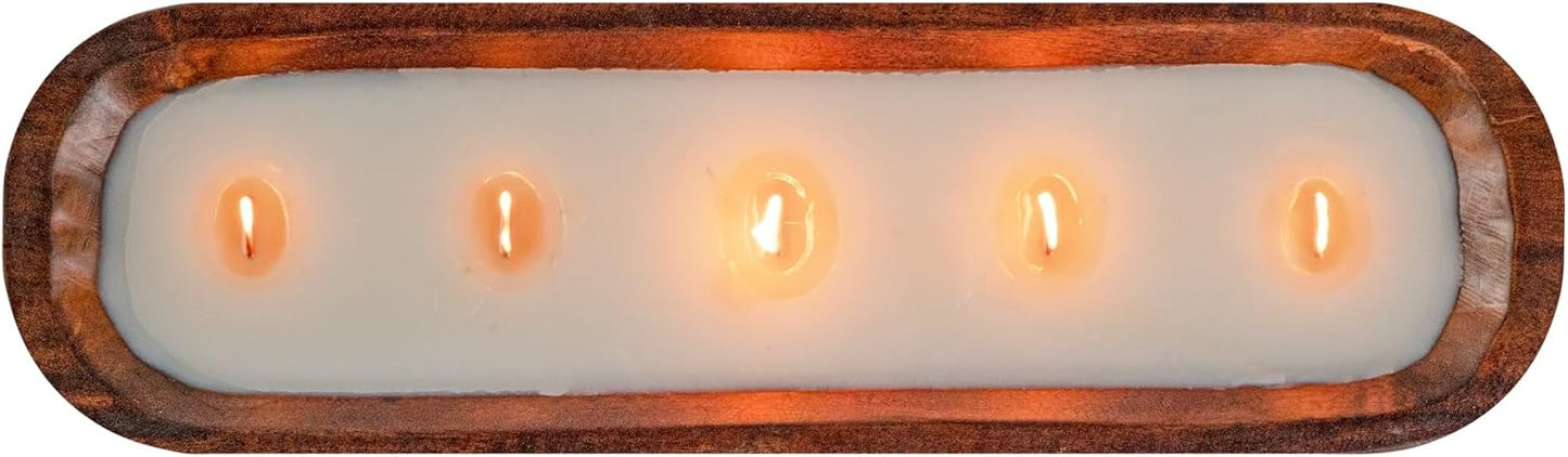 Restaurantware-Coco Casa 17.7 x 5.5 x 2 Inch Wood Dough Bowl Candles, 10 Hand Poured Bread Bowl Candles - Vanilla Fragrance, Double Wax Blend, Soy Wax Scented Candles, Wooden Wick