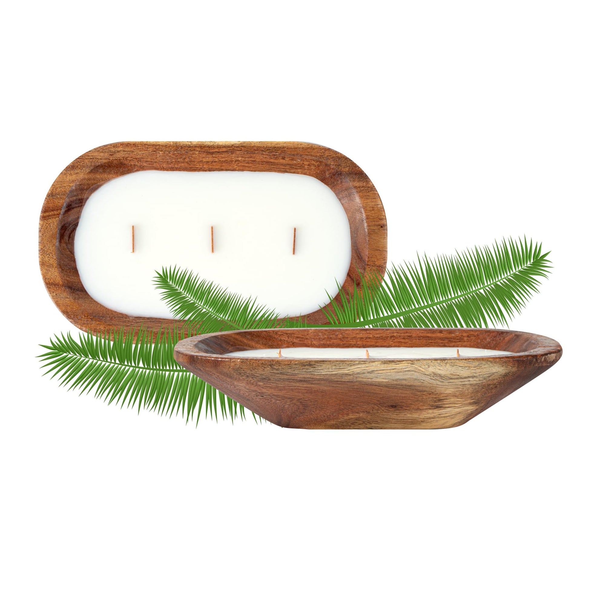 Restaurantware-Coco Casa 17.7 x 5.5 x 2 Inch Wood Dough Bowl Candles, 10 Hand Poured Bread Bowl Candles - Vanilla Fragrance, Double Wax Blend, Soy Wax Scented Candles, Wooden Wick