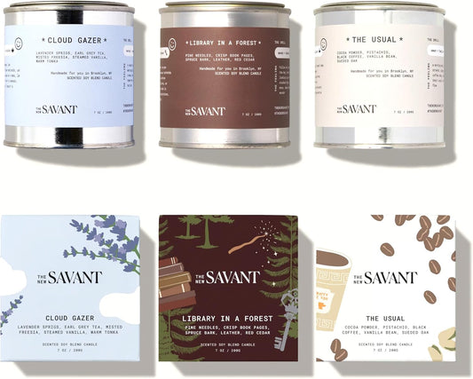 Discovery Candle Gift Set – Library in a Forest, Cloud Gazer & The Usual – Earthy, Floral & Cozy Notes, Soy Wax Blend, Vegan & Cruelty-Free, 50-Hour Burn Time, Set of 3-7oz