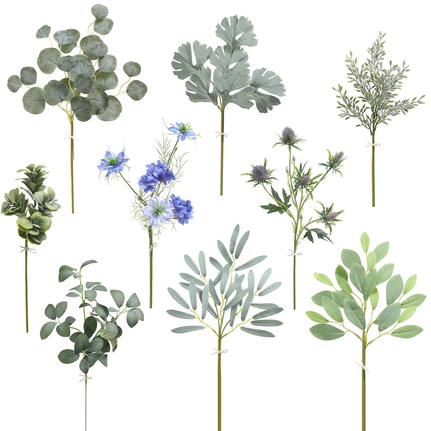 Serra Flora Natural Dried Pampas Eucalyptus Rabbit Tail Grass,(Pack of 66pcs) with 6 Kinds of DIY Bridal Artificial Bouquets Home Decor Wedding Floral Arrangement Table Centerpieces