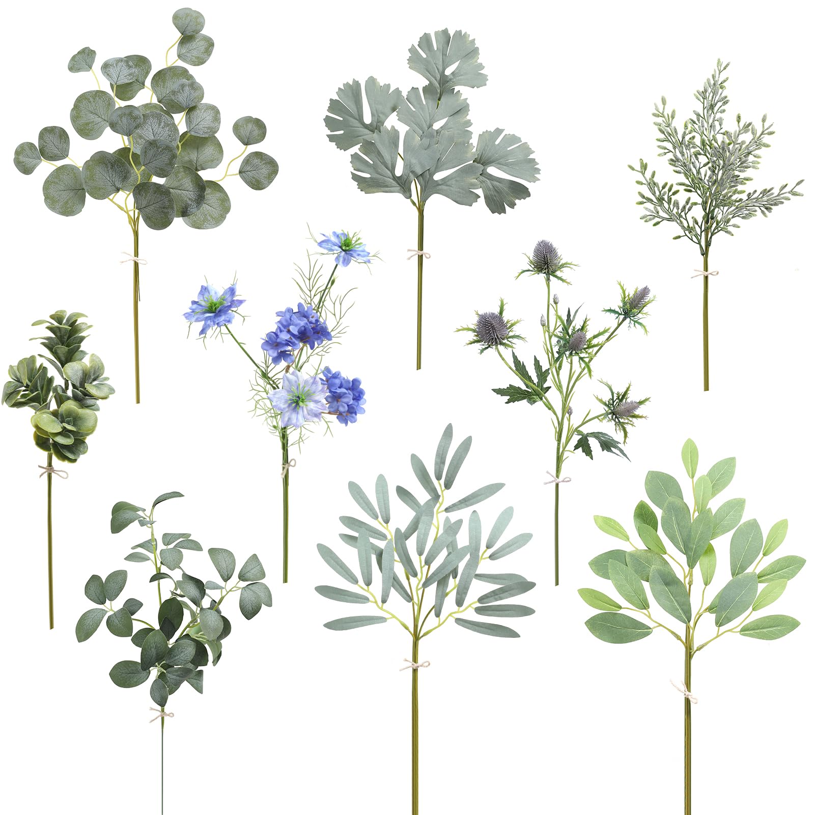 Serra Flora Natural Dried Pampas Eucalyptus Rabbit Tail Grass,(Pack of 66pcs) with 6 Kinds of DIY Bridal Artificial Bouquets Home Decor Wedding Floral Arrangement Table Centerpieces