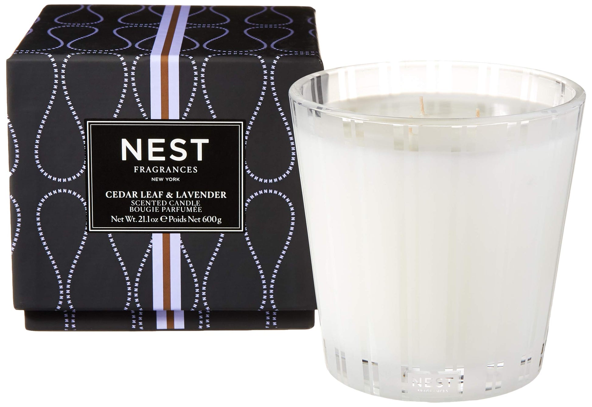 NEST New York Scented 3-Wick Candle, Bamboo - 21.2 oz - Up to 100-Hour Burn Time - Reusable Glass Vessel