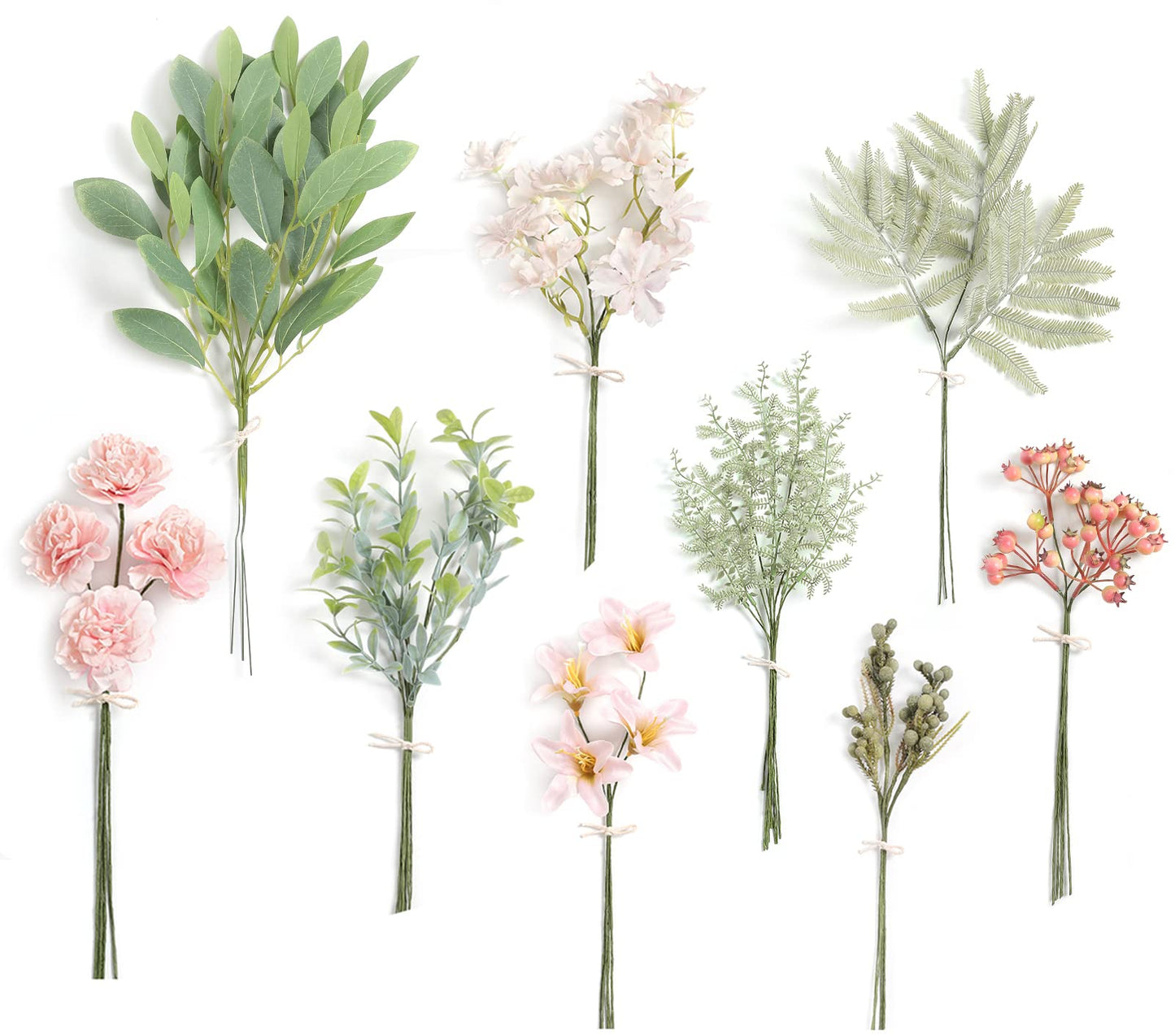 Serra Flora Natural Dried Pampas Eucalyptus Rabbit Tail Grass,(Pack of 66pcs) with 6 Kinds of DIY Bridal Artificial Bouquets Home Decor Wedding Floral Arrangement Table Centerpieces
