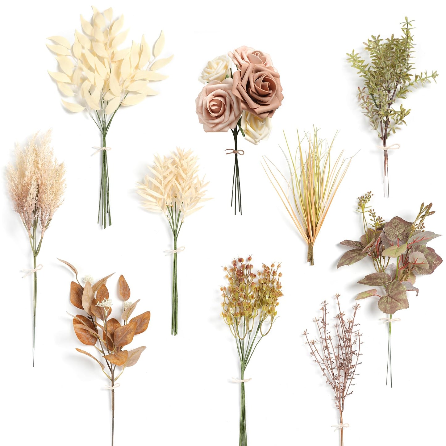 Serra Flora Natural Dried Pampas Eucalyptus Rabbit Tail Grass,(Pack of 66pcs) with 6 Kinds of DIY Bridal Artificial Bouquets Home Decor Wedding Floral Arrangement Table Centerpieces