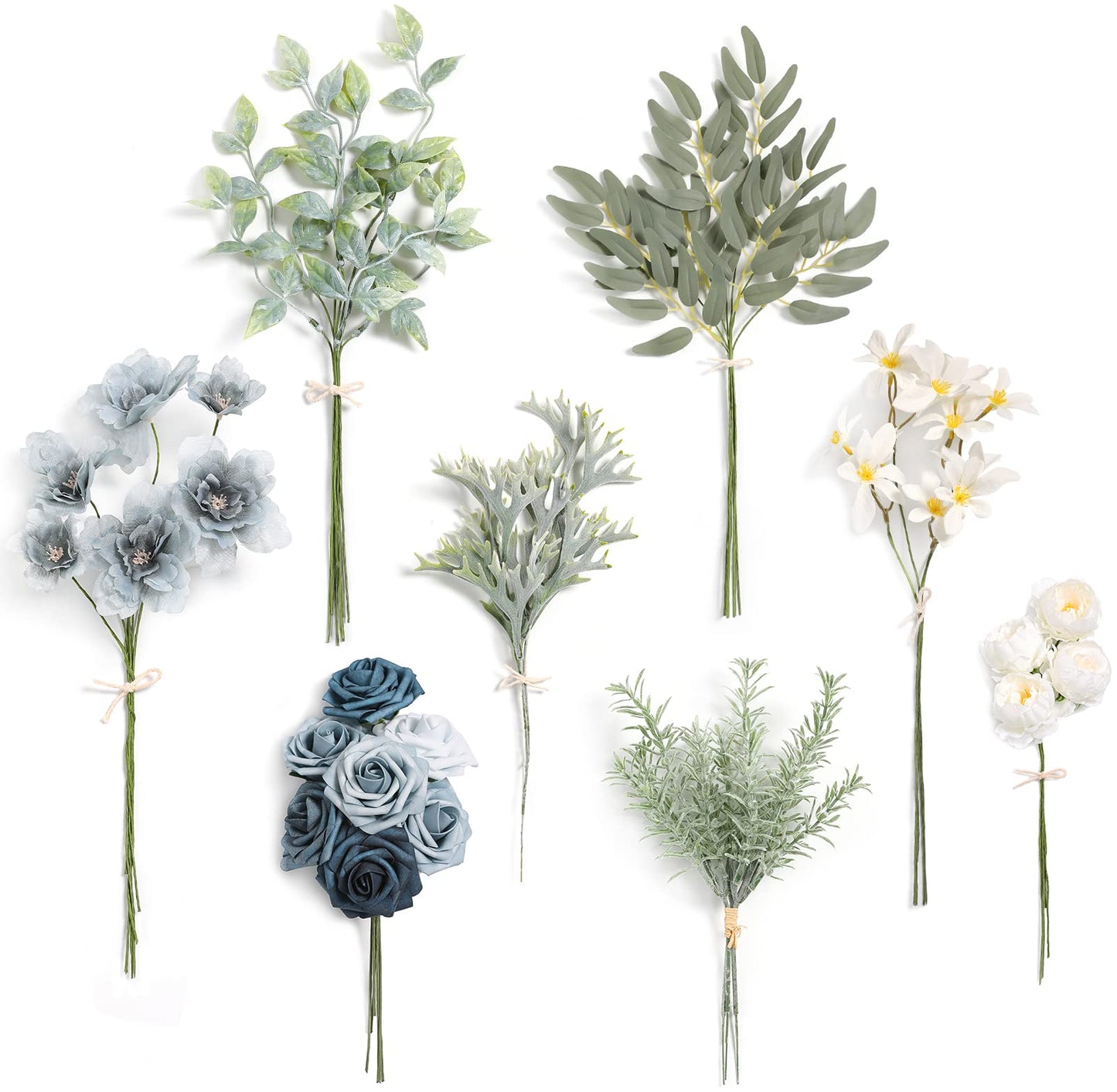 Serra Flora Natural Dried Pampas Eucalyptus Rabbit Tail Grass,(Pack of 66pcs) with 6 Kinds of DIY Bridal Artificial Bouquets Home Decor Wedding Floral Arrangement Table Centerpieces