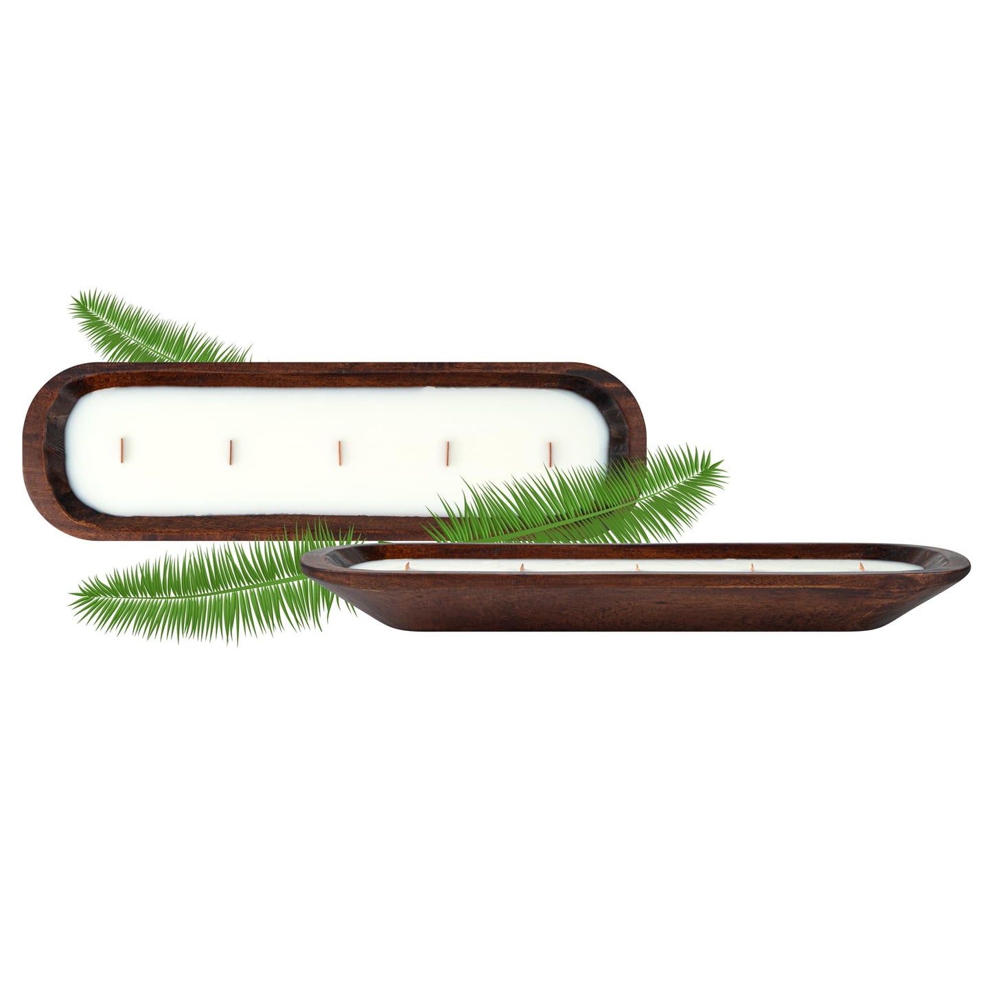 Restaurantware-Coco Casa 17.7 x 5.5 x 2 Inch Wood Dough Bowl Candles, 10 Hand Poured Bread Bowl Candles - Vanilla Fragrance, Double Wax Blend, Soy Wax Scented Candles, Wooden Wick