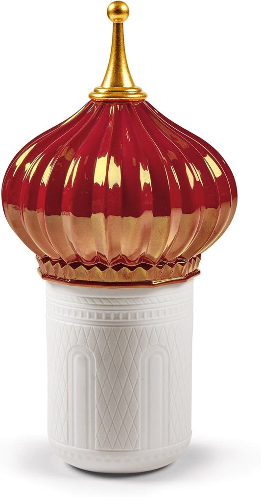 LLADRÓ North Tower Candle 1001 Lights (Ruby). Night Approaches Scent. Porcelain Candle.
