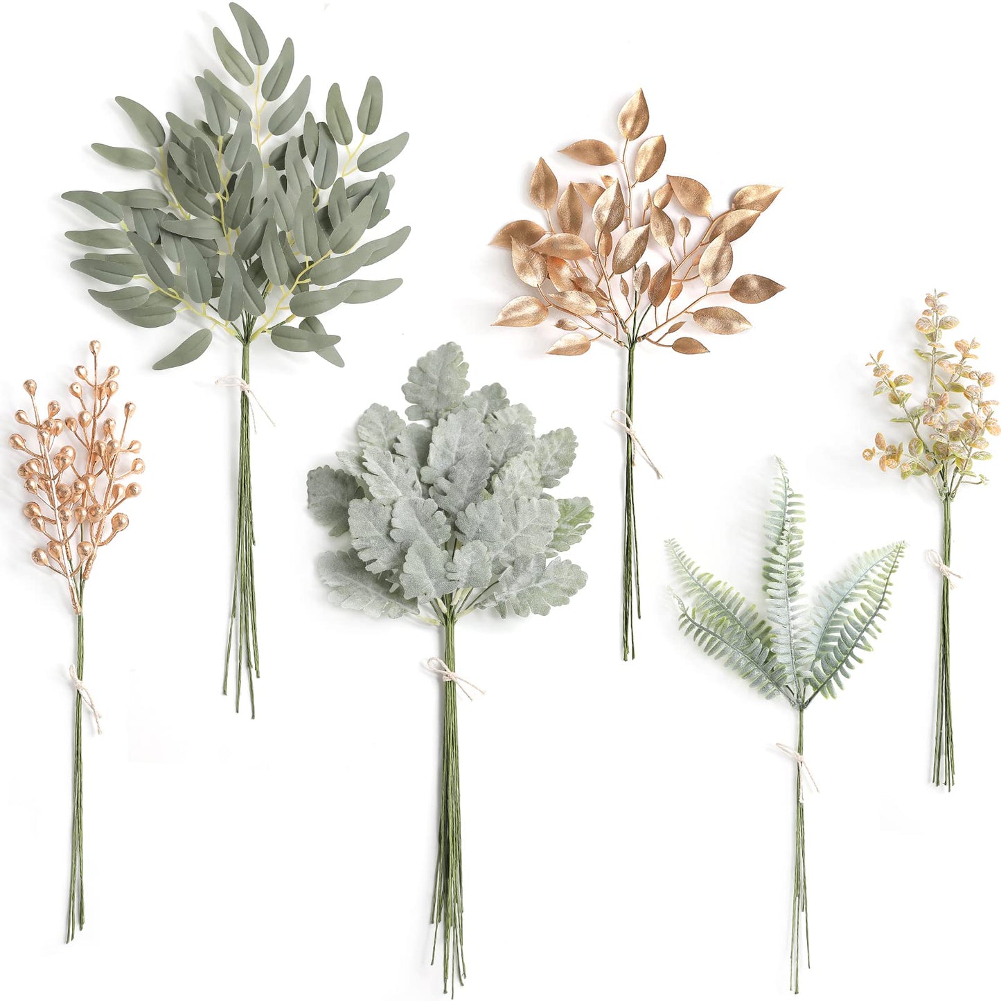 Serra Flora Natural Dried Pampas Eucalyptus Rabbit Tail Grass,(Pack of 66pcs) with 6 Kinds of DIY Bridal Artificial Bouquets Home Decor Wedding Floral Arrangement Table Centerpieces