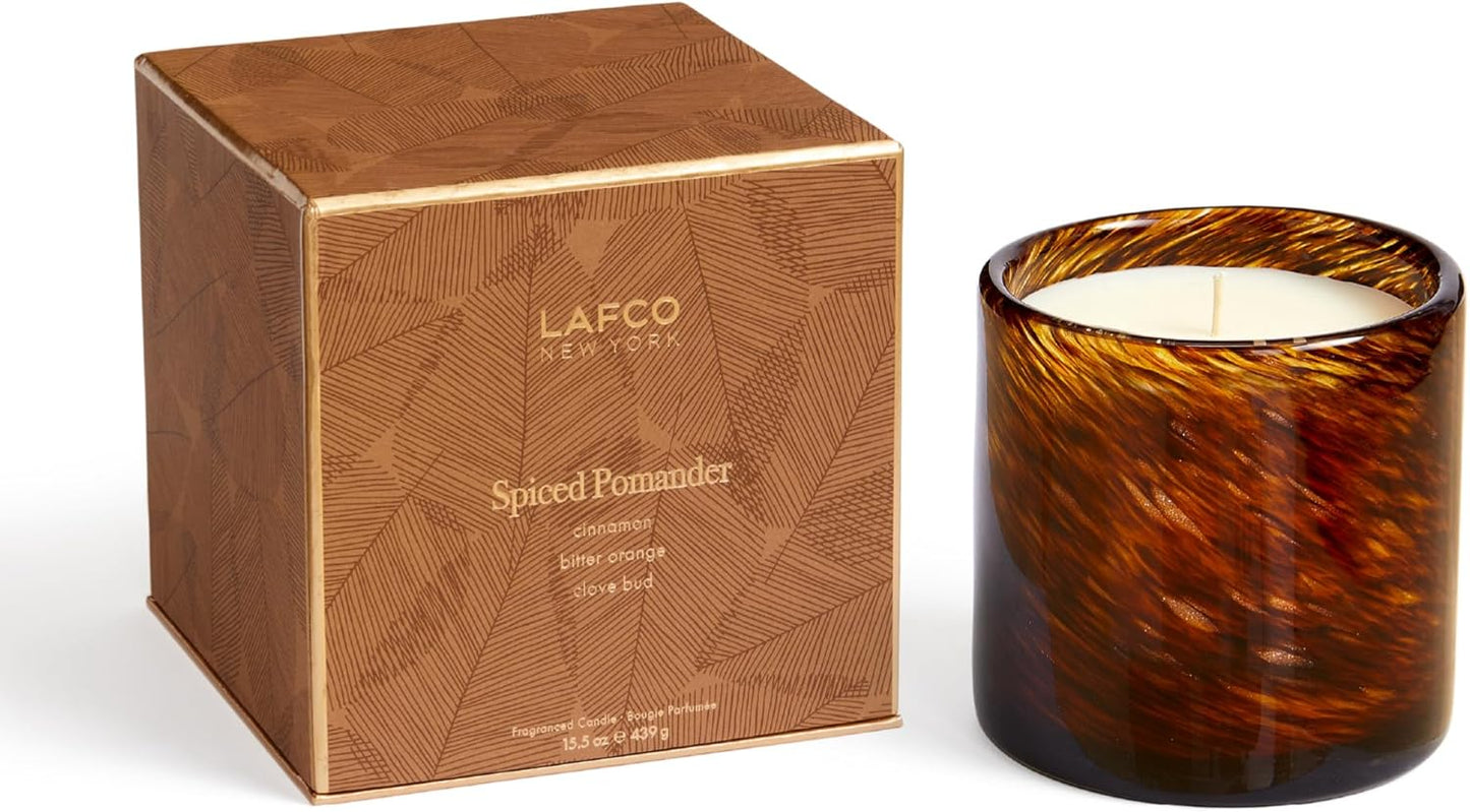 LAFCO New York 2024 Holiday Signature Candle, Spiced Pomander - 15.5 oz - 90-Hour Burn Time - Reusable, Hand Blown Glass Vessel - Made in The USA
