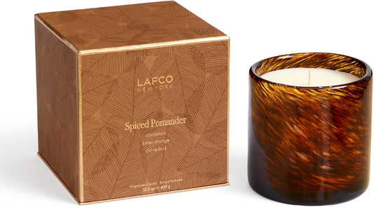 LAFCO New York 2024 Holiday Signature Candle, Spiced Pomander - 15.5 oz - 90-Hour Burn Time - Reusable, Hand Blown Glass Vessel - Made in The USA