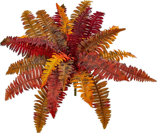 Nearly Natural 20” Autumn Boston Fern Artificial (Set of 3) Silk Plants Orange
