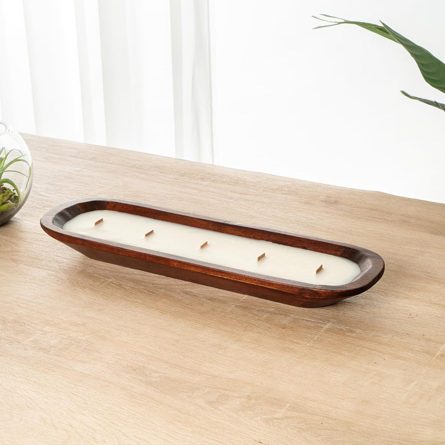 Restaurantware-Coco Casa 17.7 x 5.5 x 2 Inch Wood Dough Bowl Candles, 10 Hand Poured Bread Bowl Candles - Vanilla Fragrance, Double Wax Blend, Soy Wax Scented Candles, Wooden Wick