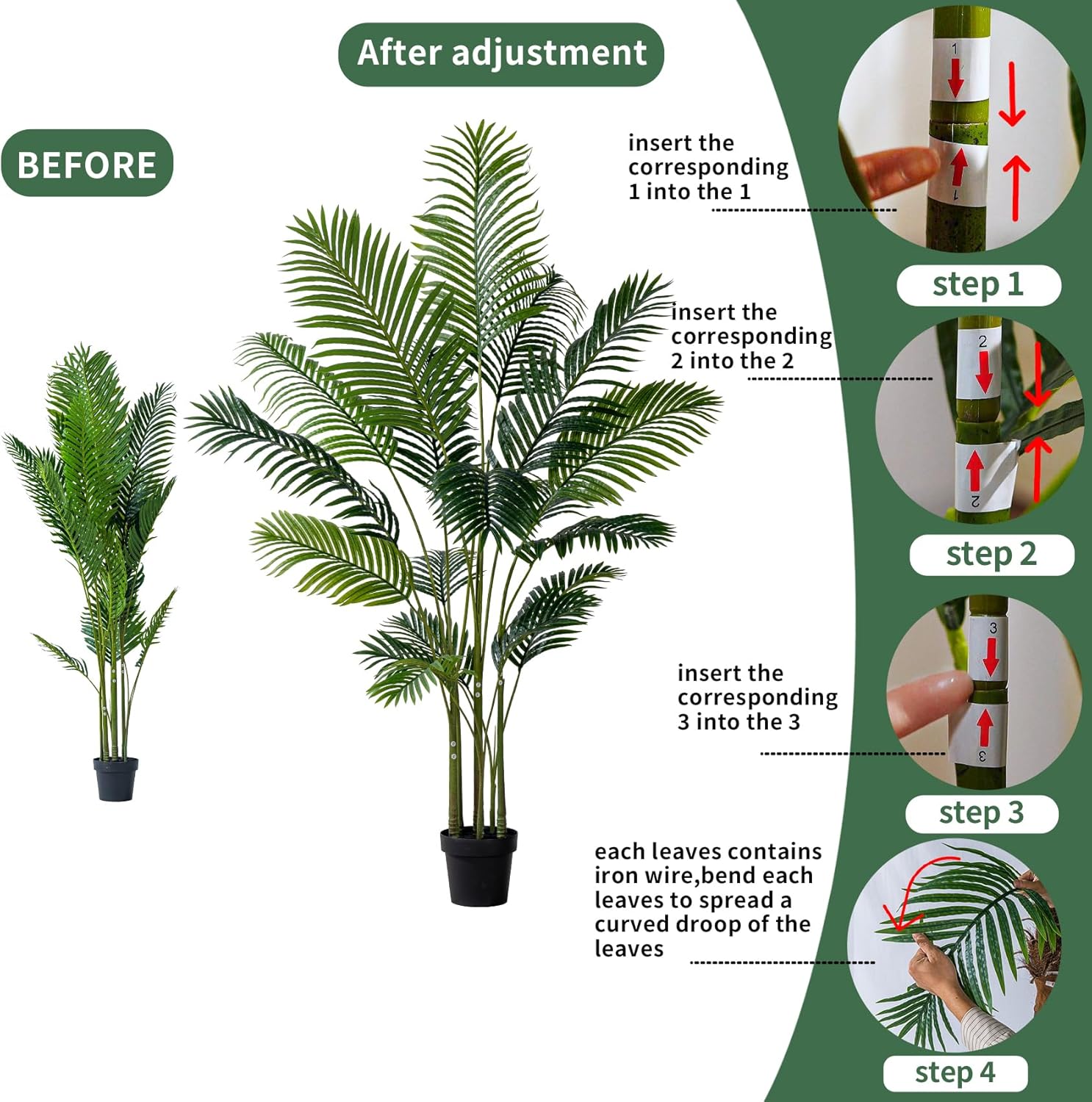 6.6FT Artificial Areca Palm Tree-Lifelike Palm Plant,Faux Tropical Areca Floor Plant in Pot Tall Fake Potted Faux Silk Large Artificial Plants for Indoor Home Living Room Corner Decor