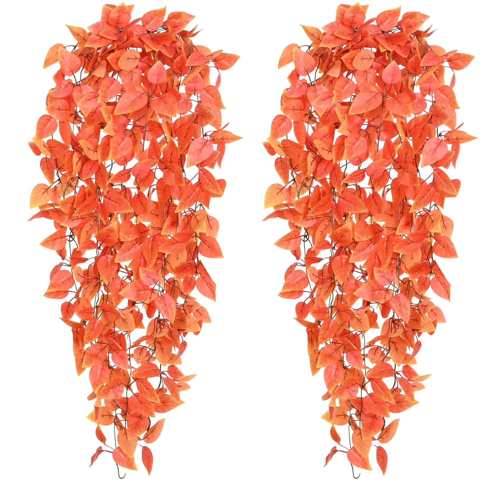 BLEUM CADE Fake Hanging Plants, 2pcs Artificial Hanging Plant, Faux Pothos Vines Hanging Plant Greenery for Wall Home Living Room Indoor Outdoor Decor (No Baskets)