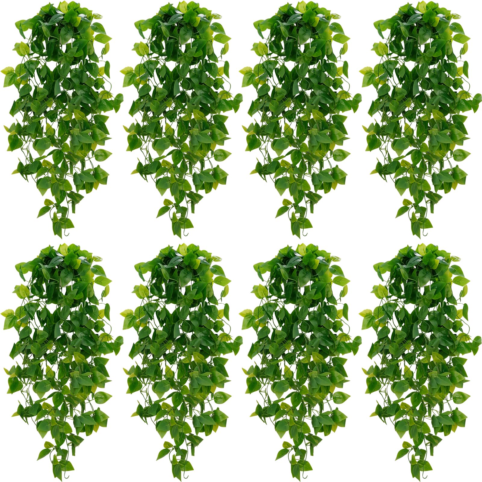 BLEUM CADE Fake Hanging Plants, 2pcs Artificial Hanging Plant, Faux Pothos Vines Hanging Plant Greenery for Wall Home Living Room Indoor Outdoor Decor (No Baskets)