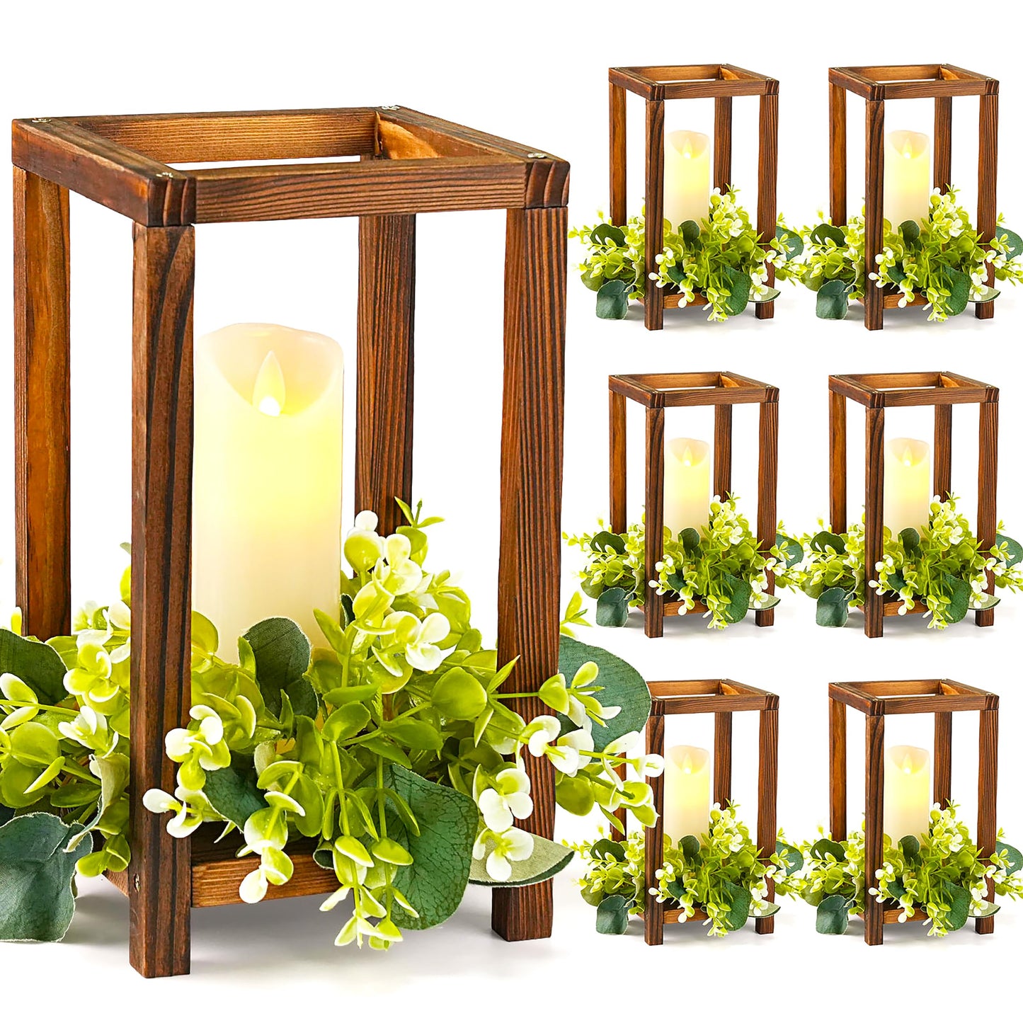 12 Set Wooden Wedding Lantern Centerpiece, Lantern Candle Holder for Farmhouse Candle Lantern for Table Fireplace, Perfect for Table Decoration & Country Barn Weddings(No Candles & Flowers)