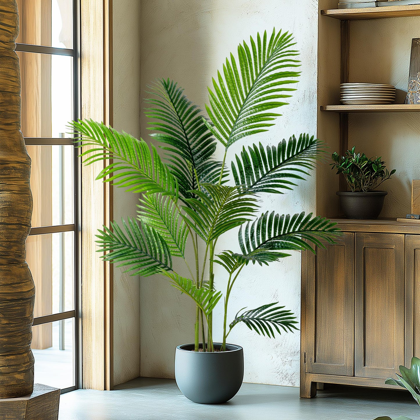 6.6FT Artificial Areca Palm Tree-Lifelike Palm Plant,Faux Tropical Areca Floor Plant in Pot Tall Fake Potted Faux Silk Large Artificial Plants for Indoor Home Living Room Corner Decor