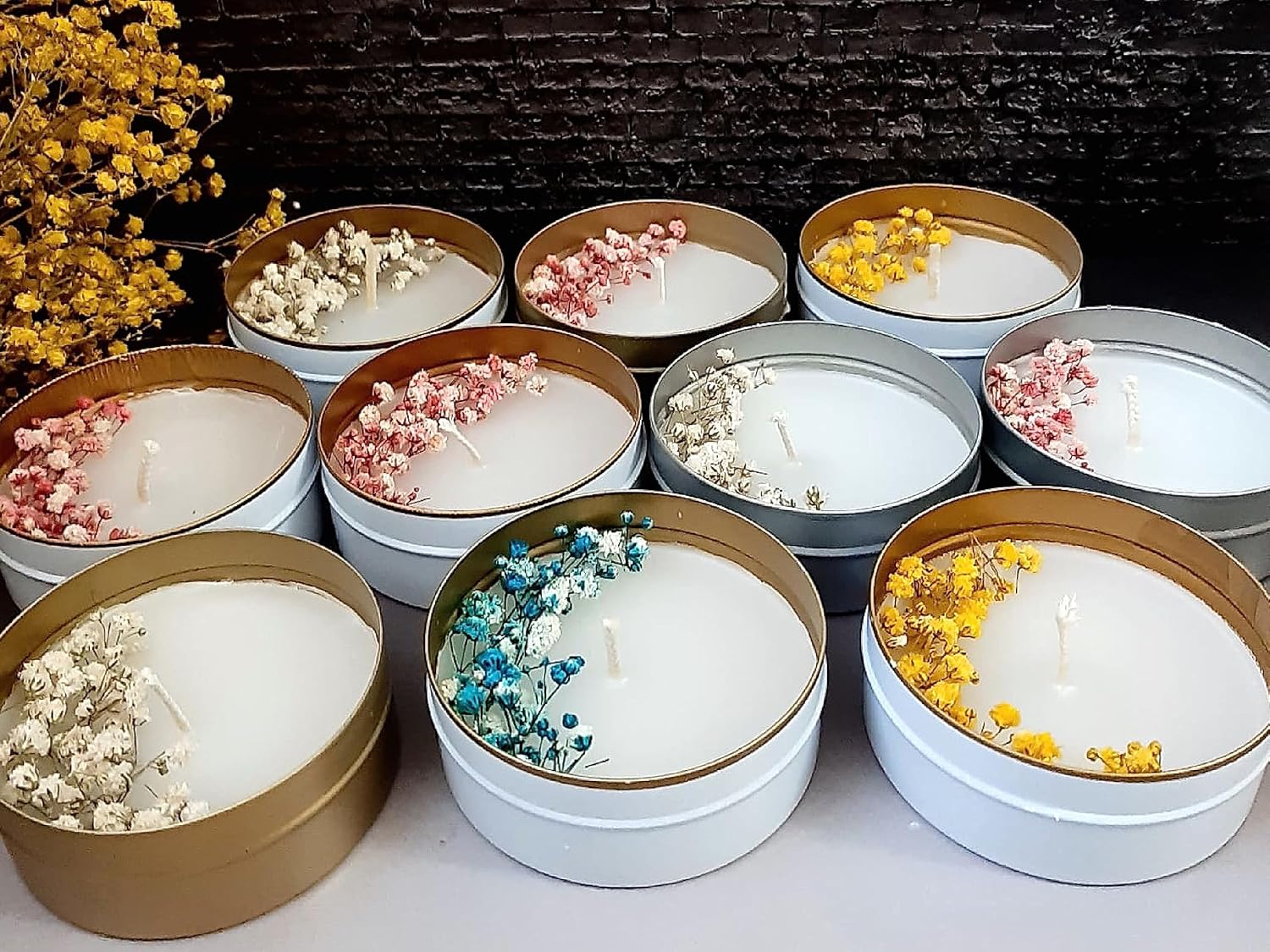 Personalized Natural Soy Wax Wedding Favor Candle Gift Set for Guest - Fall Winter Christmas Custom Dried Flower Bridal Baby Shower Gifts in Bulk (100 Pieces, Pink Flower)